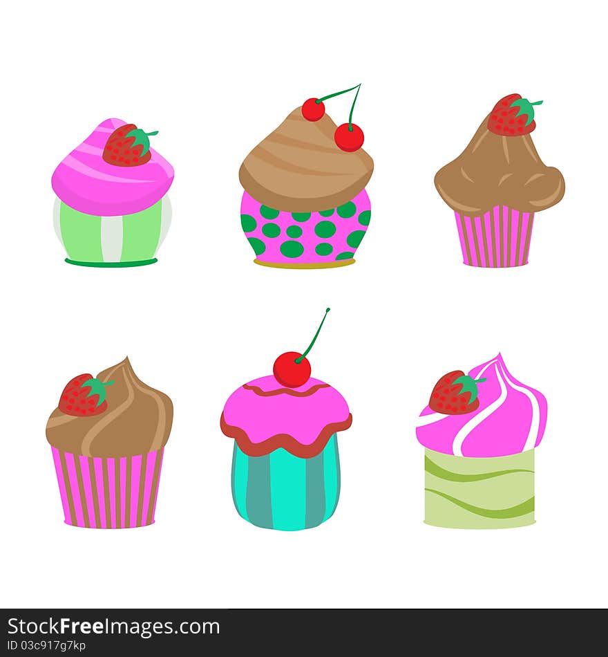 Cupcake collection with red fruits. Cupcake collection with red fruits