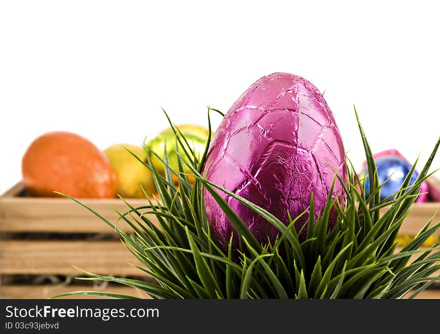 Colorful Easter Eggs On White Background