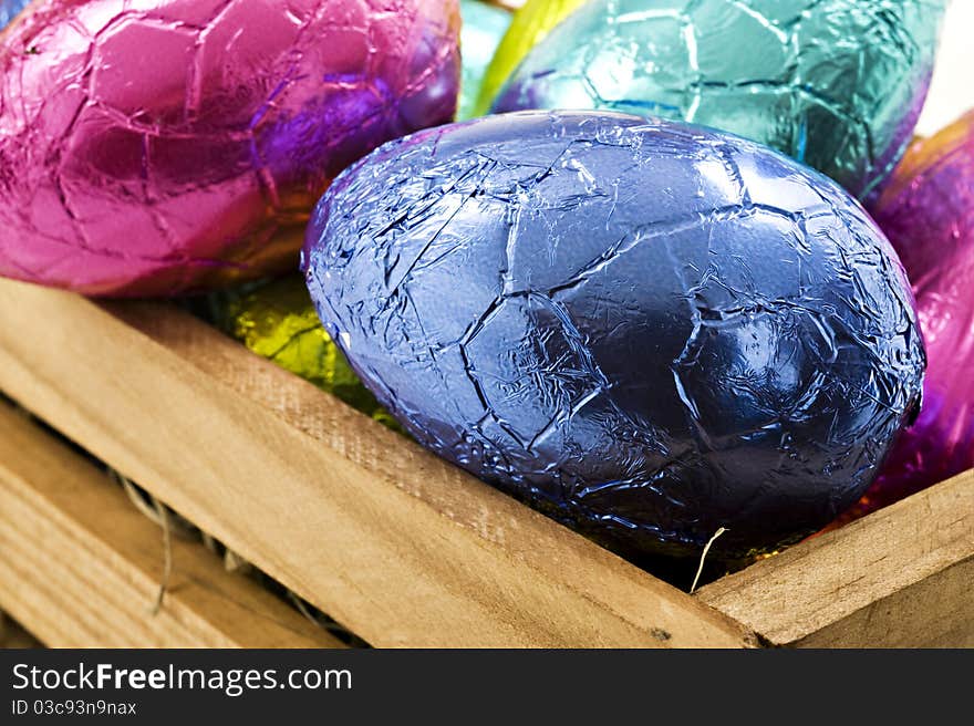 Colorful easter eggs on a white background