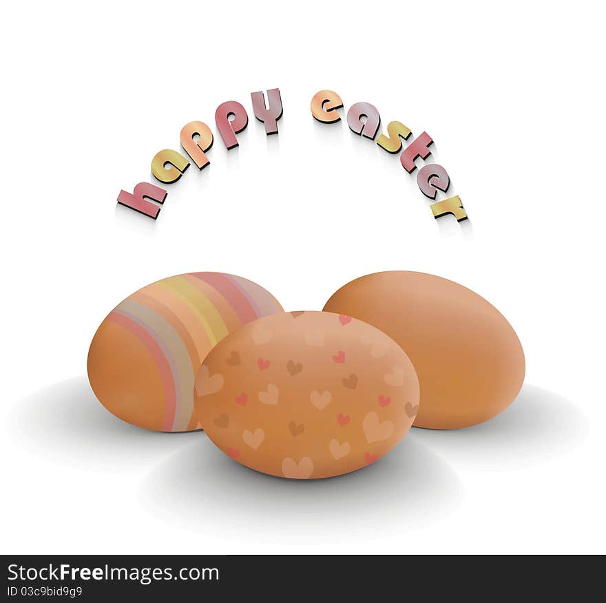 The symbol of Easter holiday, three decorated eggs. The symbol of Easter holiday, three decorated eggs