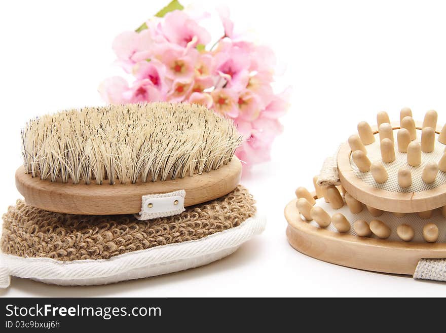 Different massage brushes with sponge