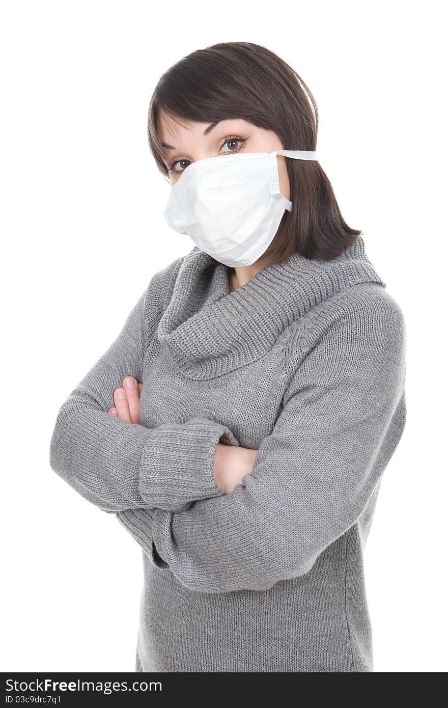 Young adult woman with medic mask. Young adult woman with medic mask