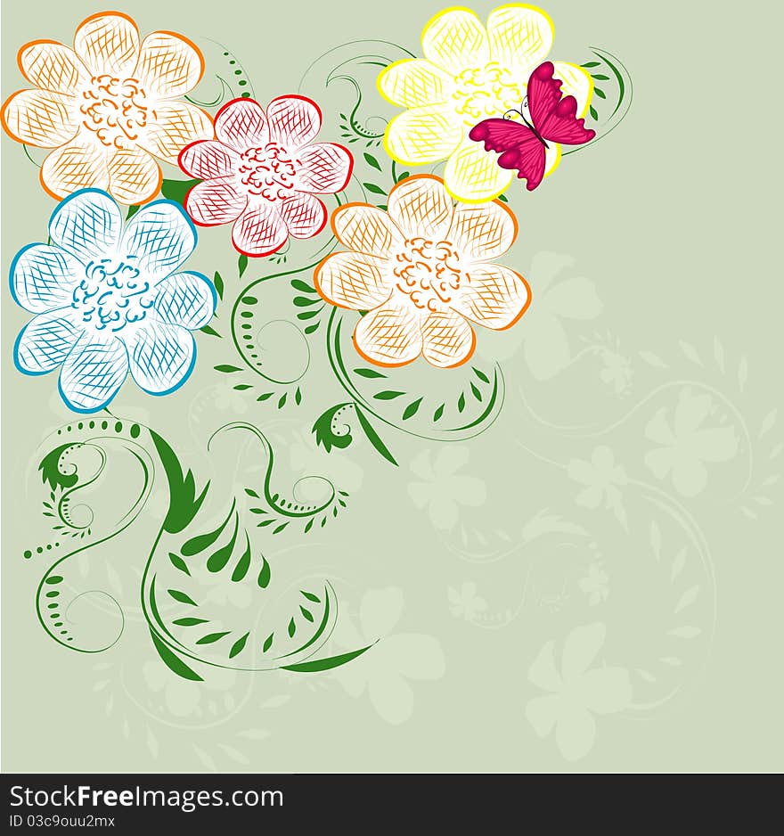 Gift card. Floral design background