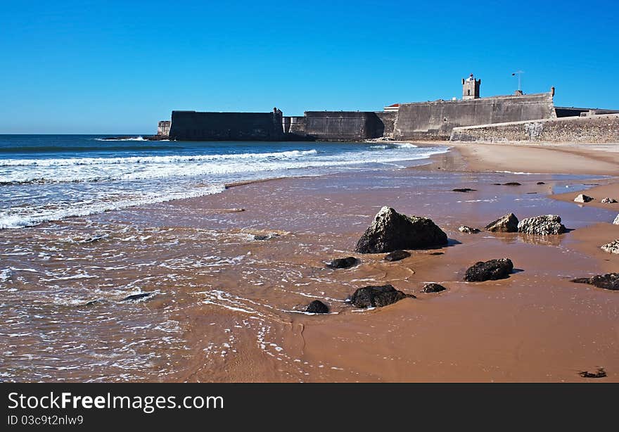 Tower beach at low tide on a sunny day. Tower beach at low tide on a sunny day