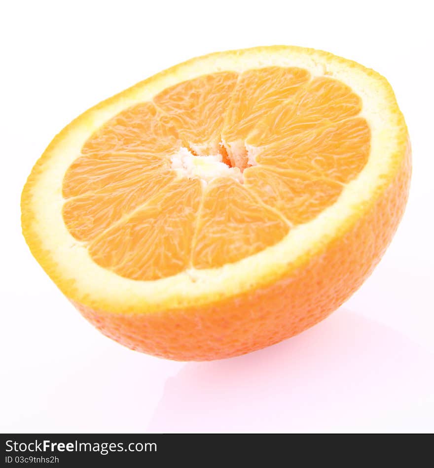 Half of an Orange on white background