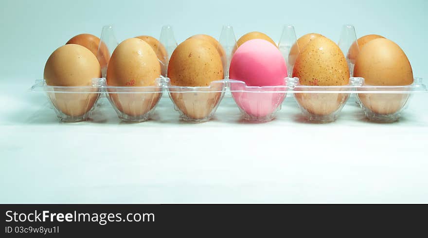 Actually, the pink egg is an edible cooked egg named thousand years old eggs.