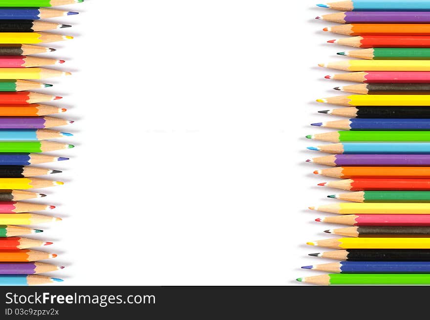 Colored pencils, isolated on the white background.