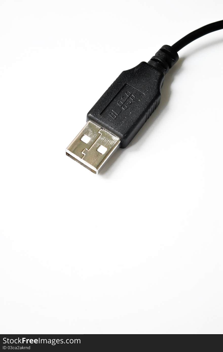 The USB wire is on the white background