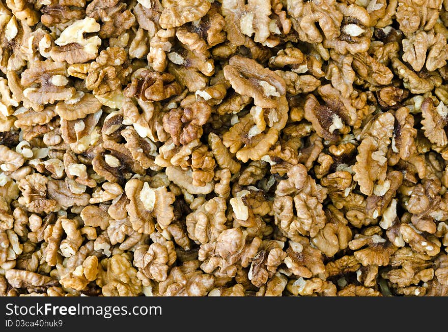 Bunch of walnuts on a table in the market