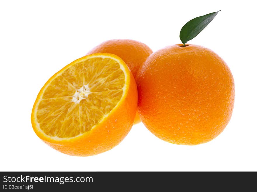 The fresh orange isolated on white background