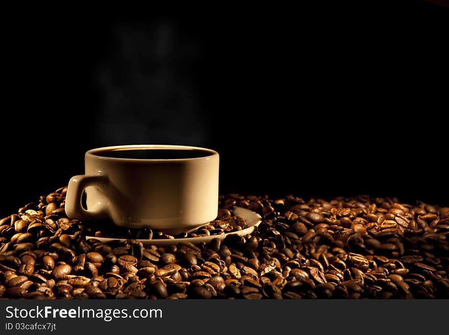 Beautiful coffee still-life on a black background