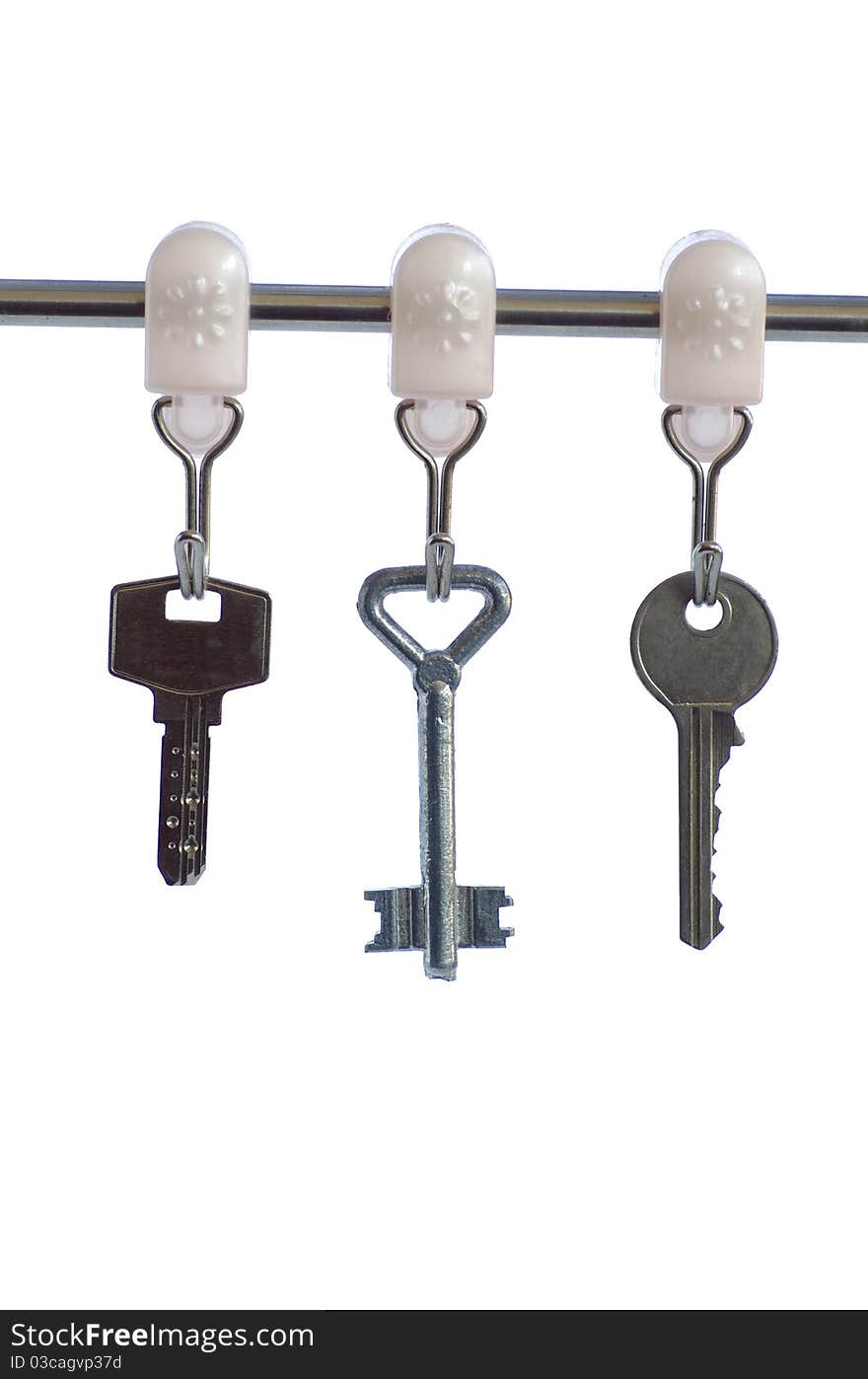 Key from the house, isolated against the white background. Key from the house, isolated against the white background