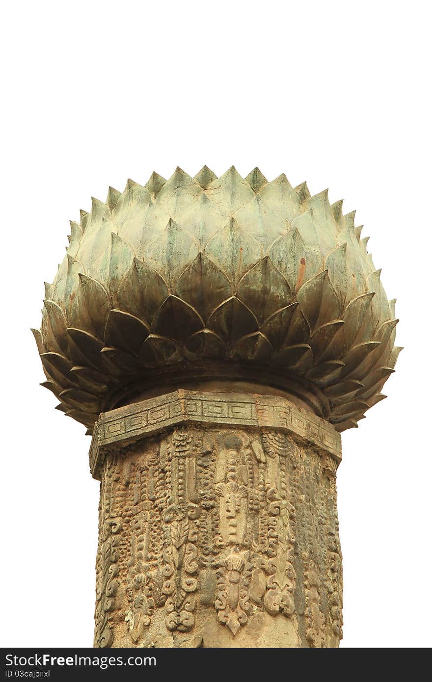 Metal pot in lotus form