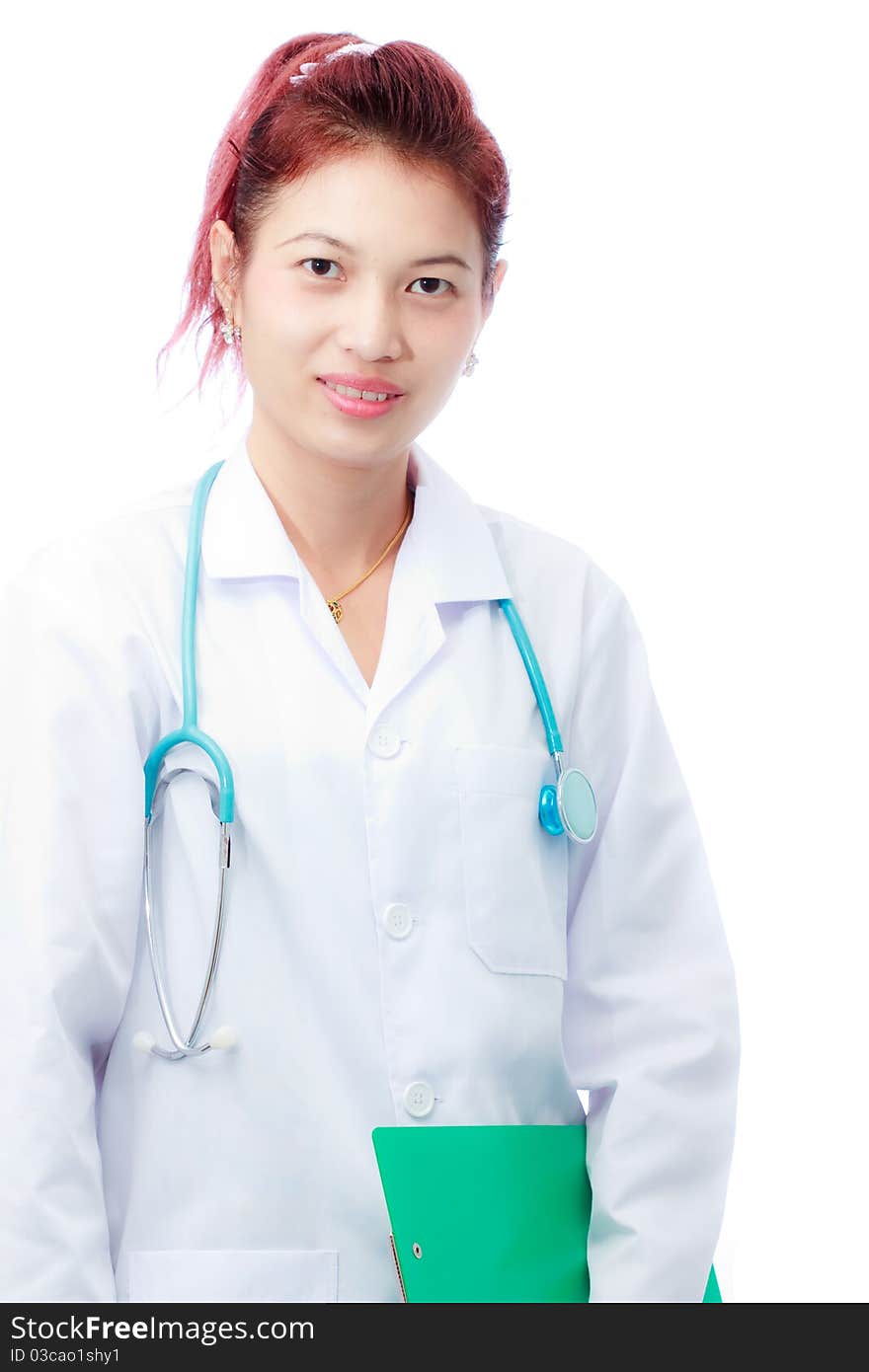 Female Doctor On White Background