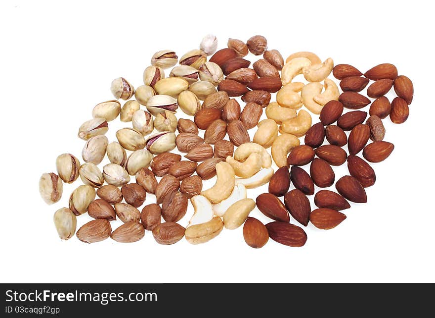 Assorted nuts (almonds, filberts, walnuts, cashews), close-up