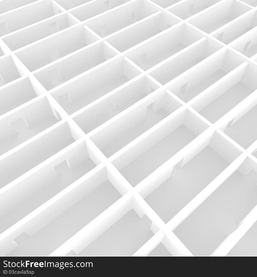 3D white labyrinth.conception of right design.