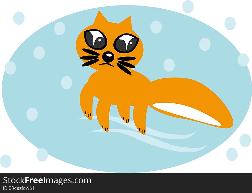 Cartoon fox on isolated background