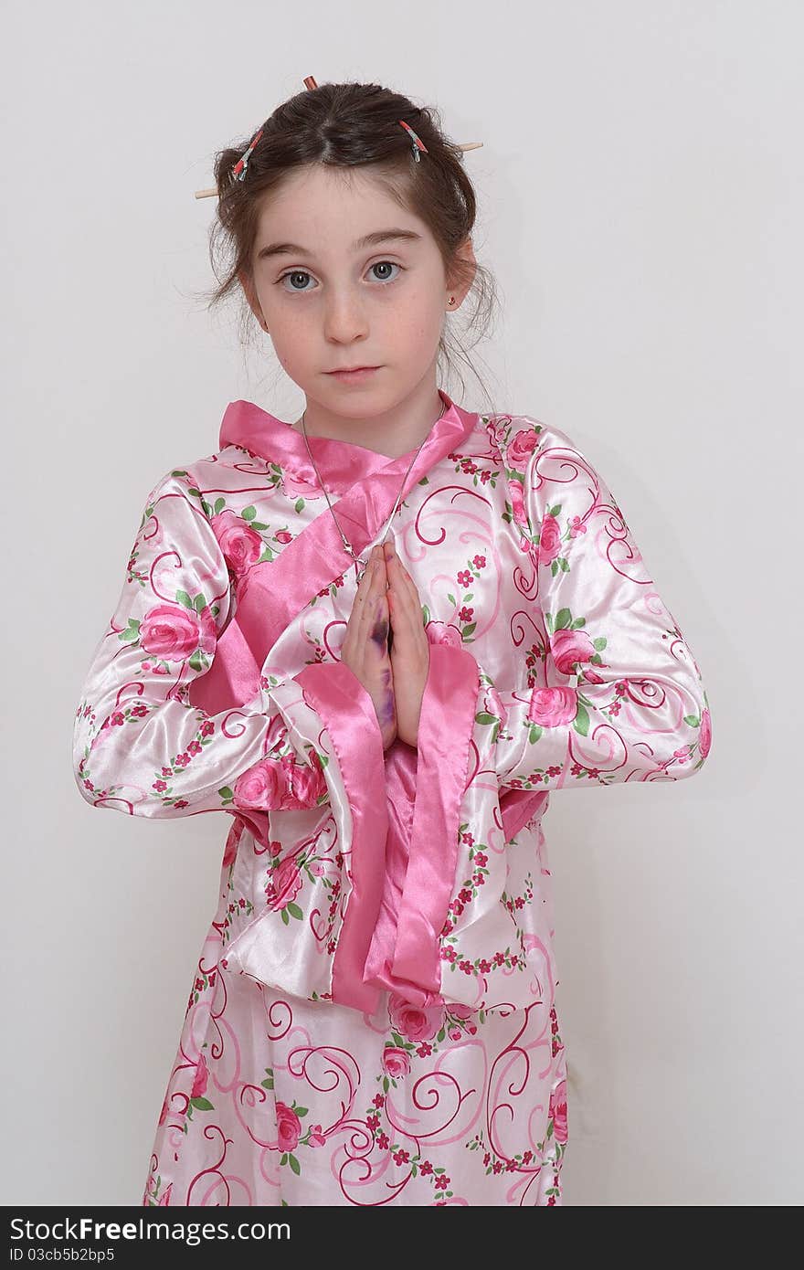 Cute Smiling Girl In Japanese Costume