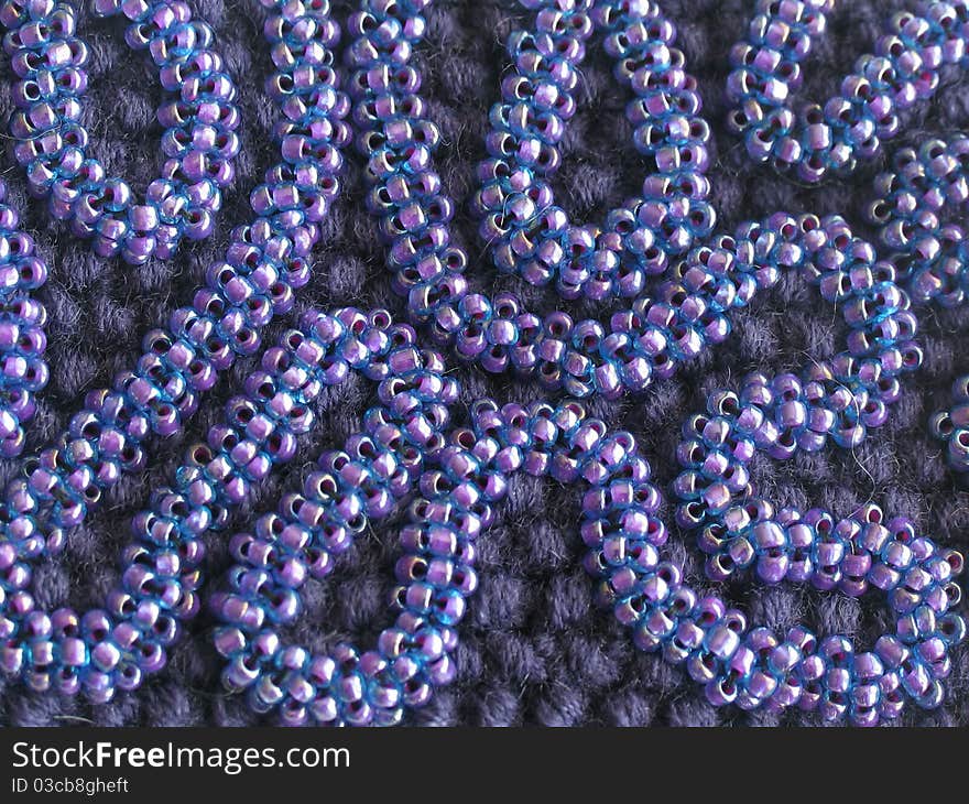 Knit texture with seed beads ornament (violet)