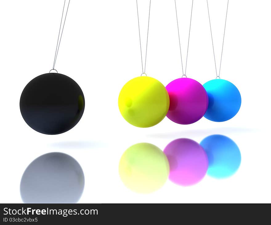 Cmyk balls newton´s cradle