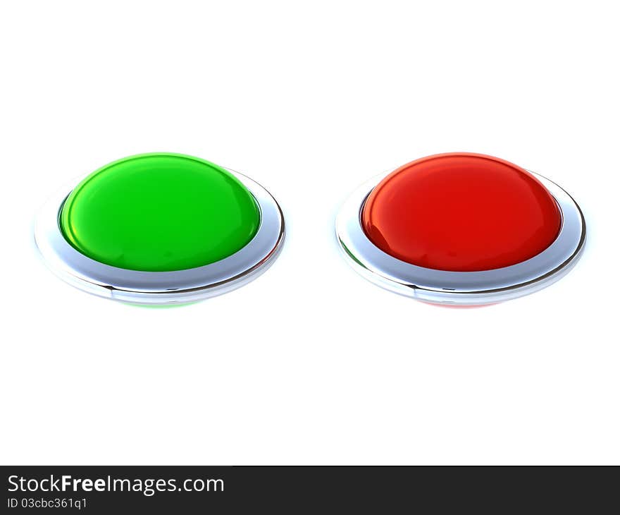 Green and red buttons with edge silver