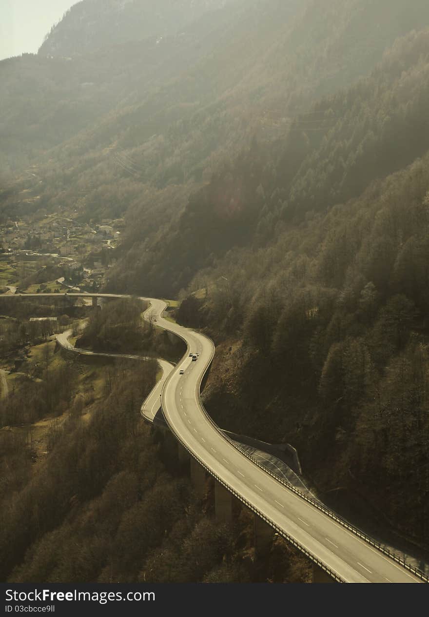 Valley with highway running through it. Valley with highway running through it