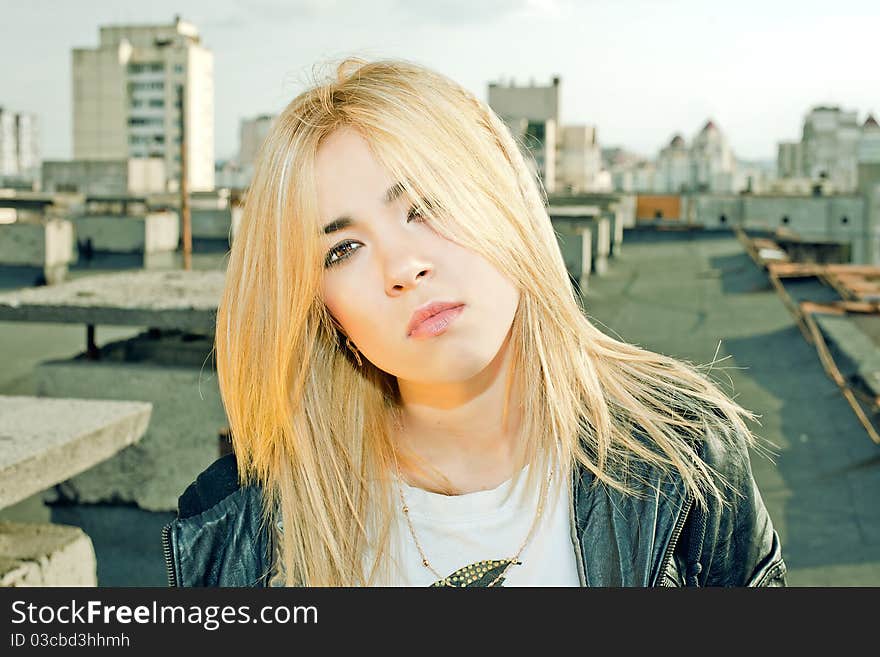 Portrait of sexy  young woman with brown eyes