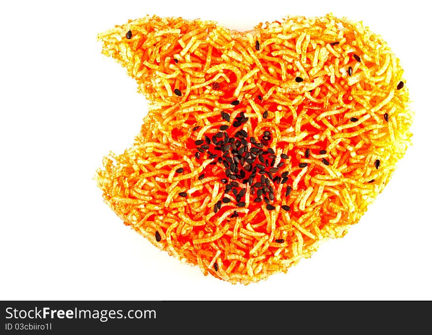 Heart shape Thai style crisp fried rice noodle