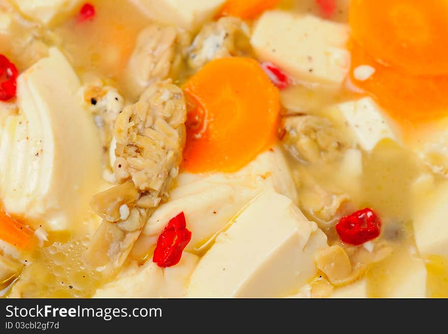 Macro of bean curd cuisine