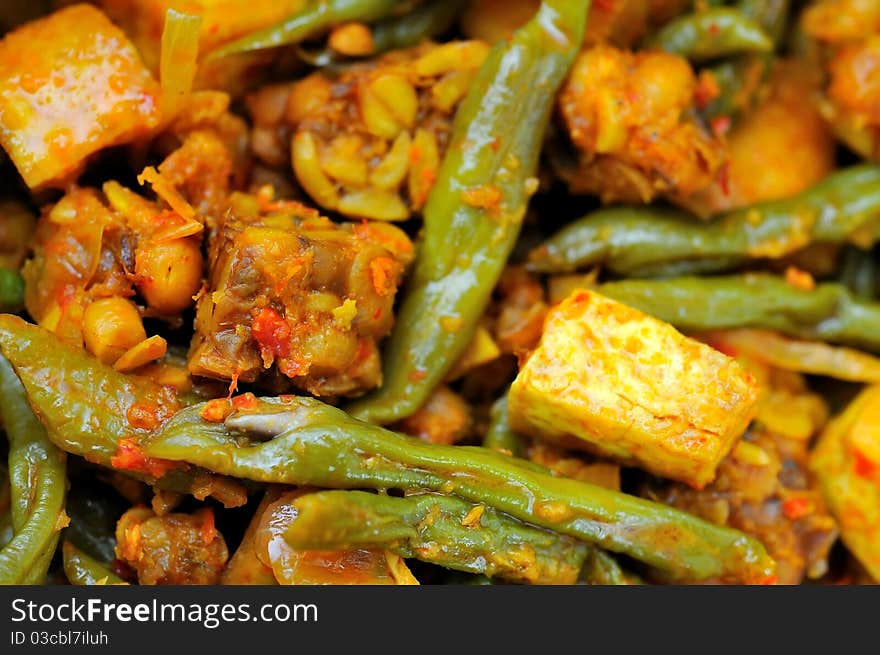 Macro of spicy bean cuisine