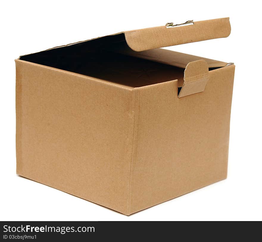 Open cardboard box against white background