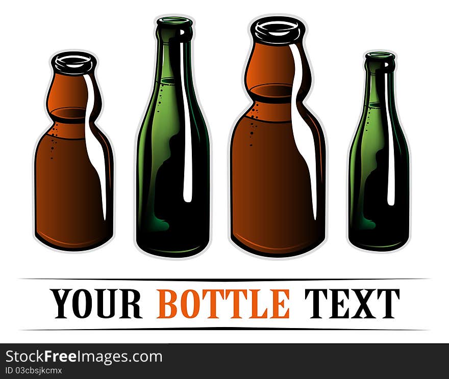 Glass bottles set red and green