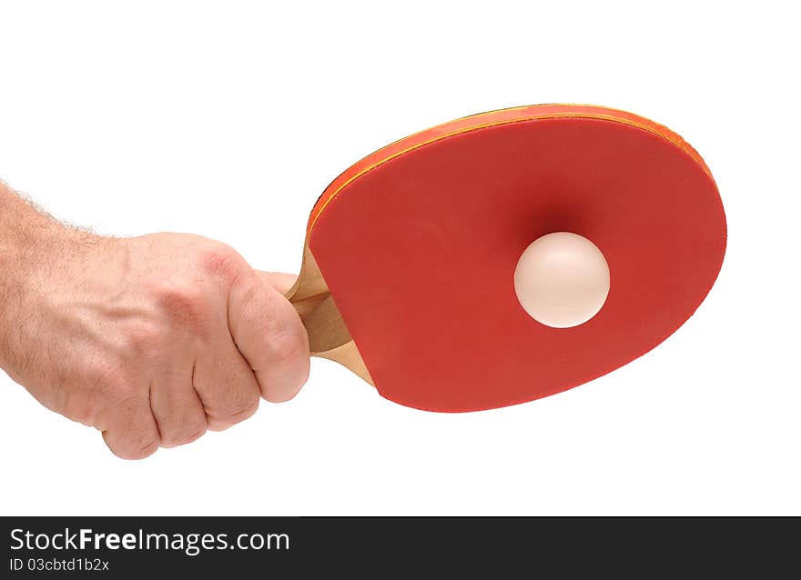 Hand holding table tennis bat balancing the ball