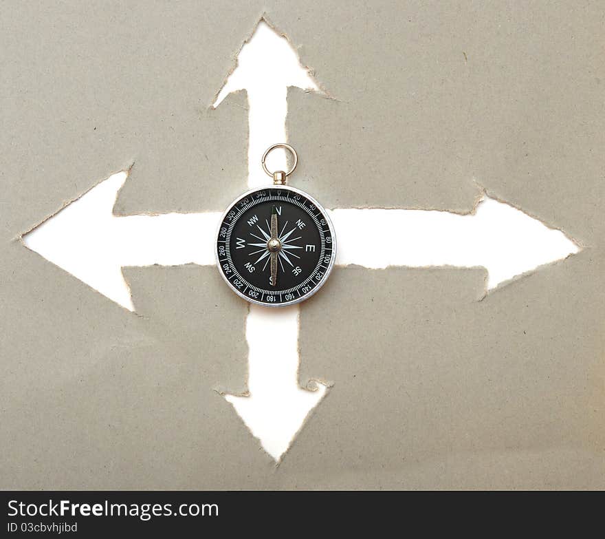 Compass And Cardboard Navigation Arrows