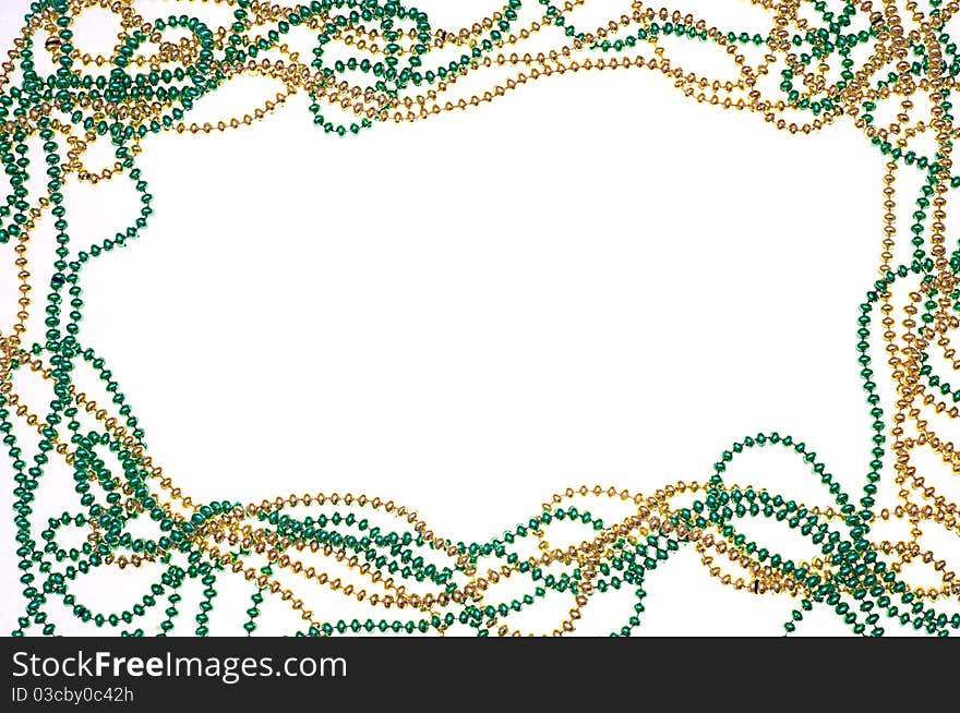 Green and gold bead frame