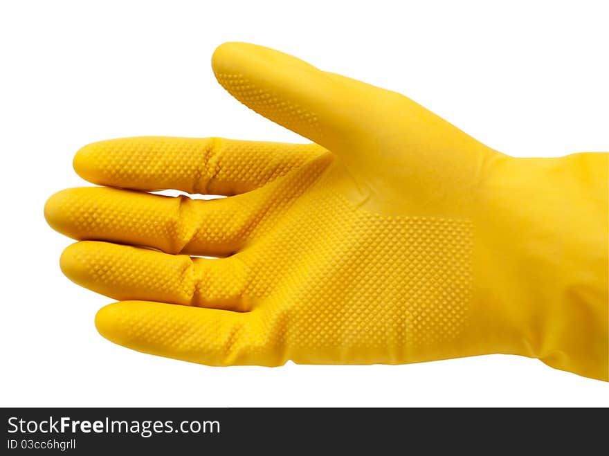 Protective gloves yellow on a white background.