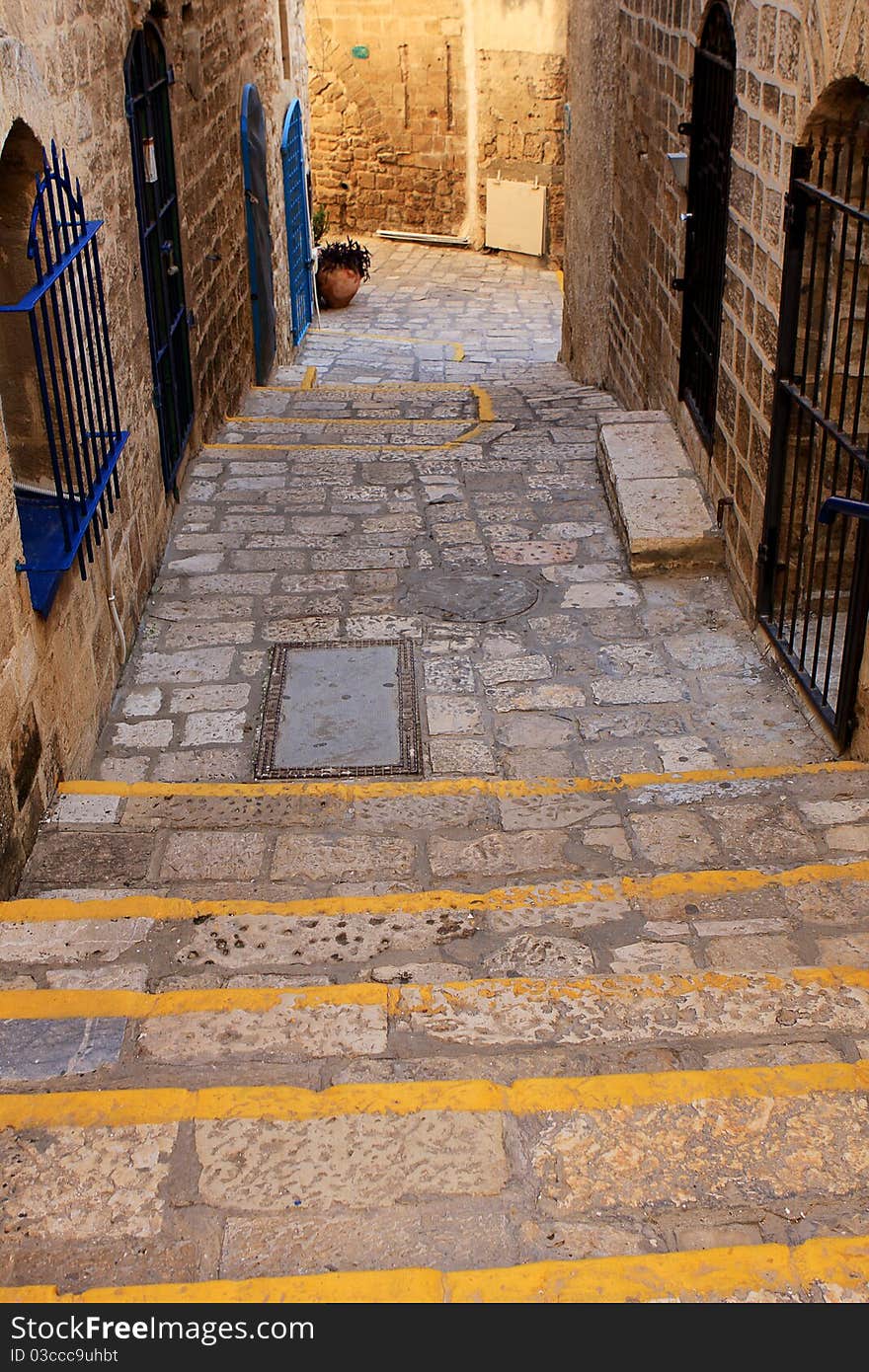 Narrow street in the ancient part of Jaffa, Israel. Narrow street in the ancient part of Jaffa, Israel