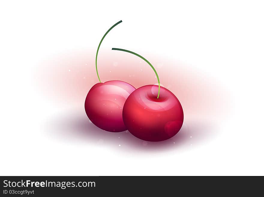 Vector fresh cherries on a white background. EPS10