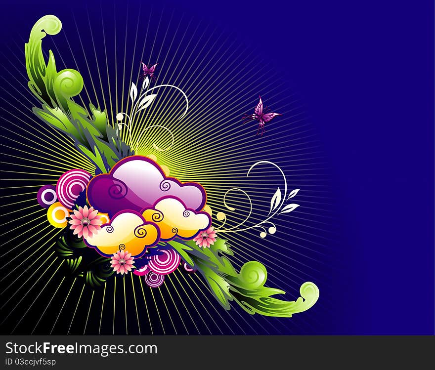 Background abstract design and flower illustration. Background abstract design and flower illustration