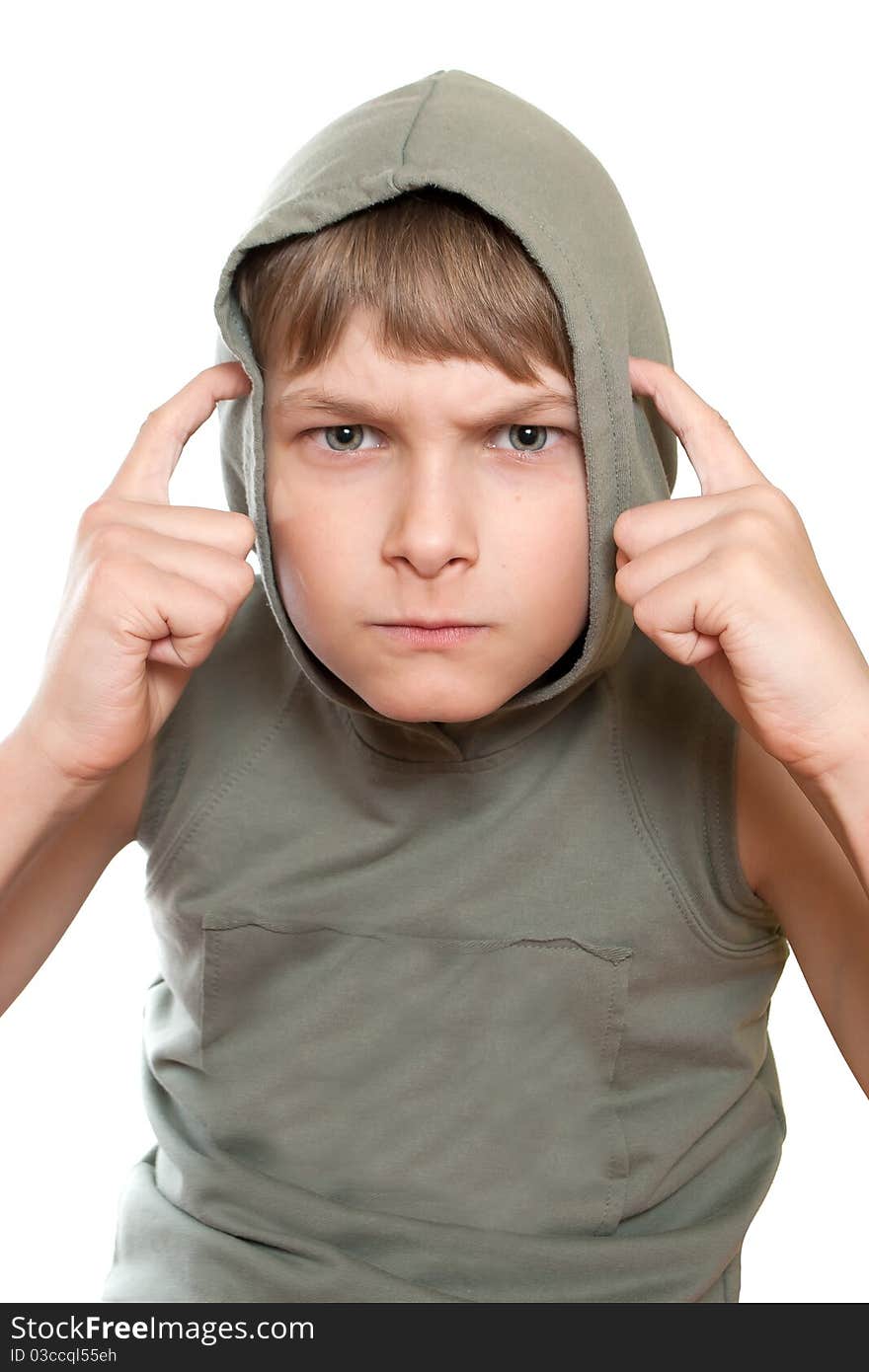 Portrait of a teenager isolated on a white background. Happy youth.