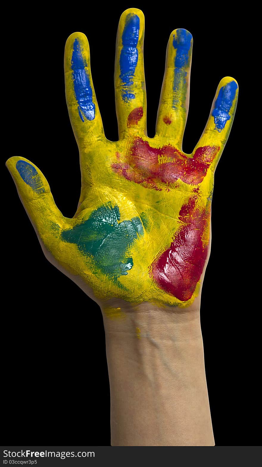 Painted Hand. Black Background