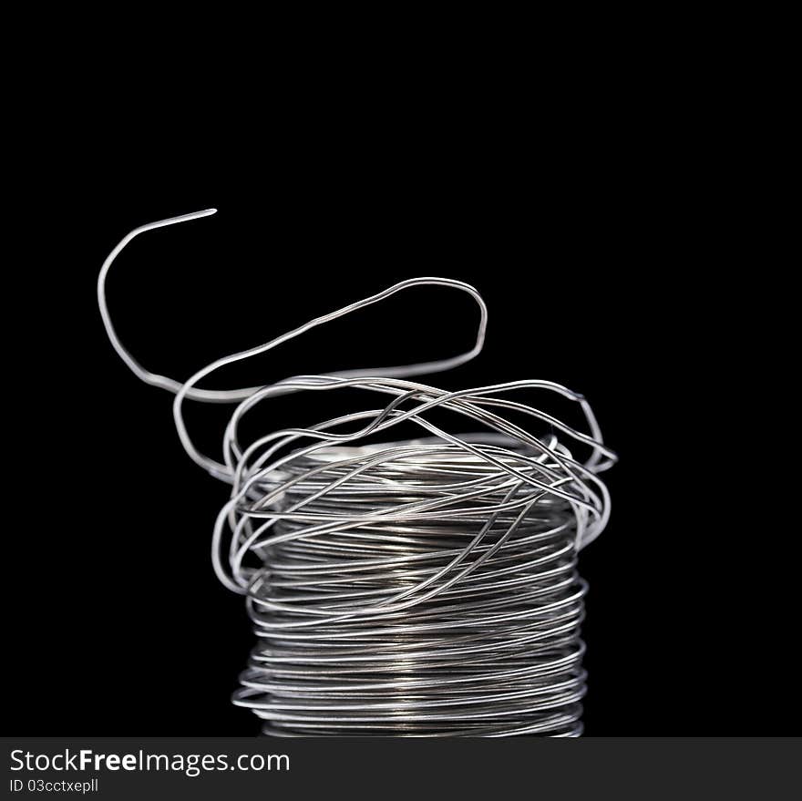 Industrial wire isolated on black background