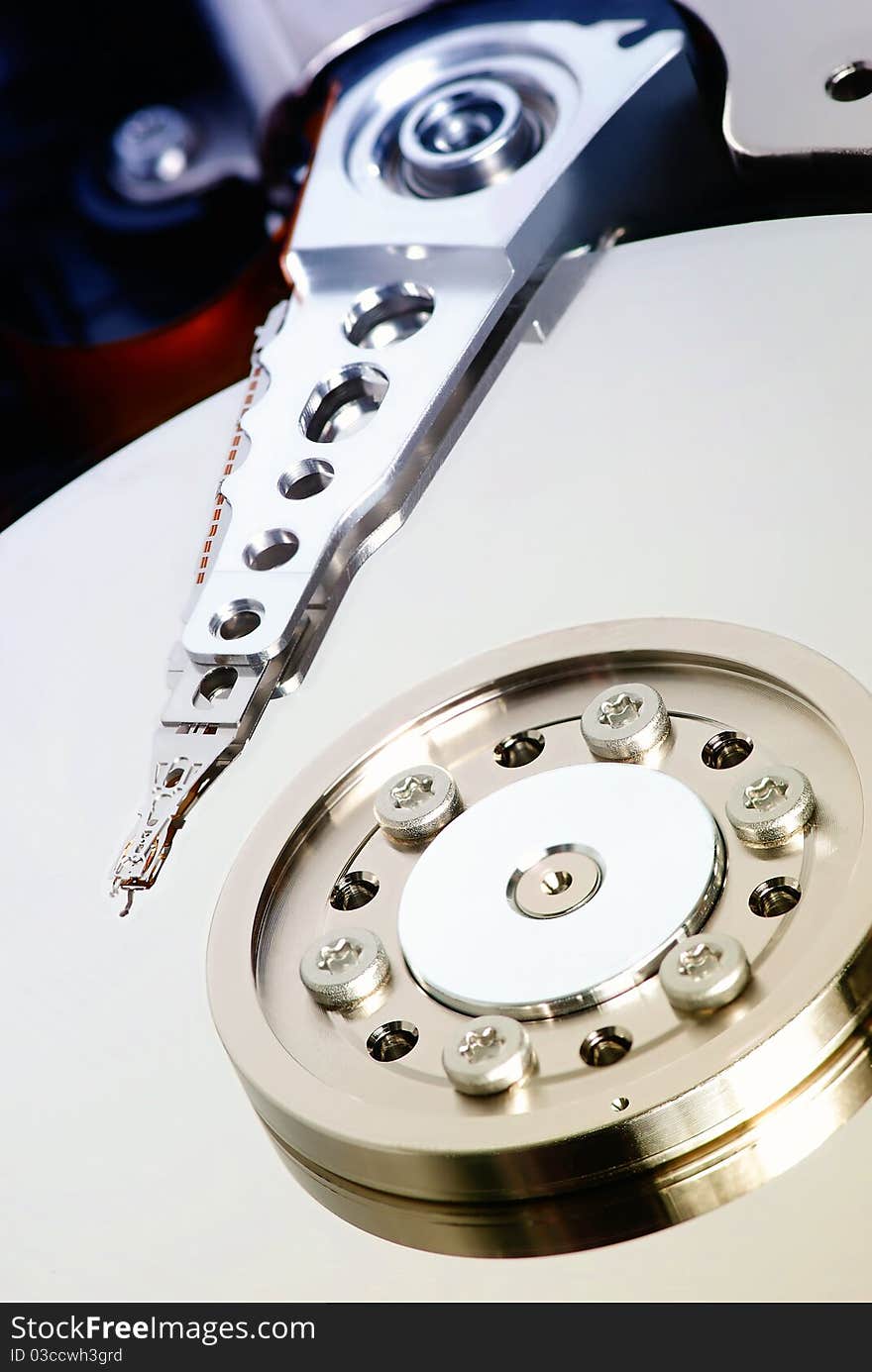 Interior of hard disk drive. Interior of hard disk drive