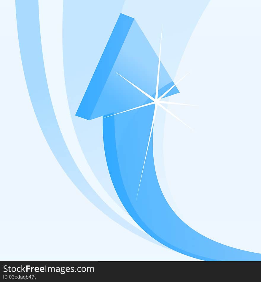 The blue arrow goes upwards. A illustration. The blue arrow goes upwards. A illustration