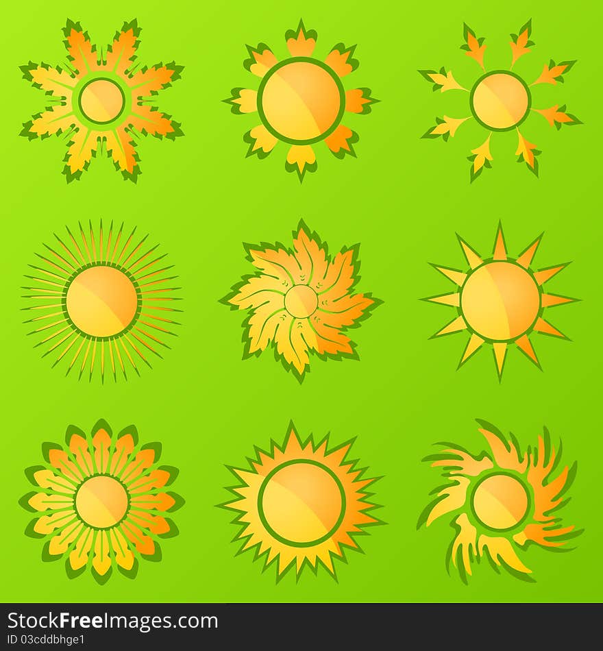 Set of icons on a sun theme. A illustration. Set of icons on a sun theme. A illustration