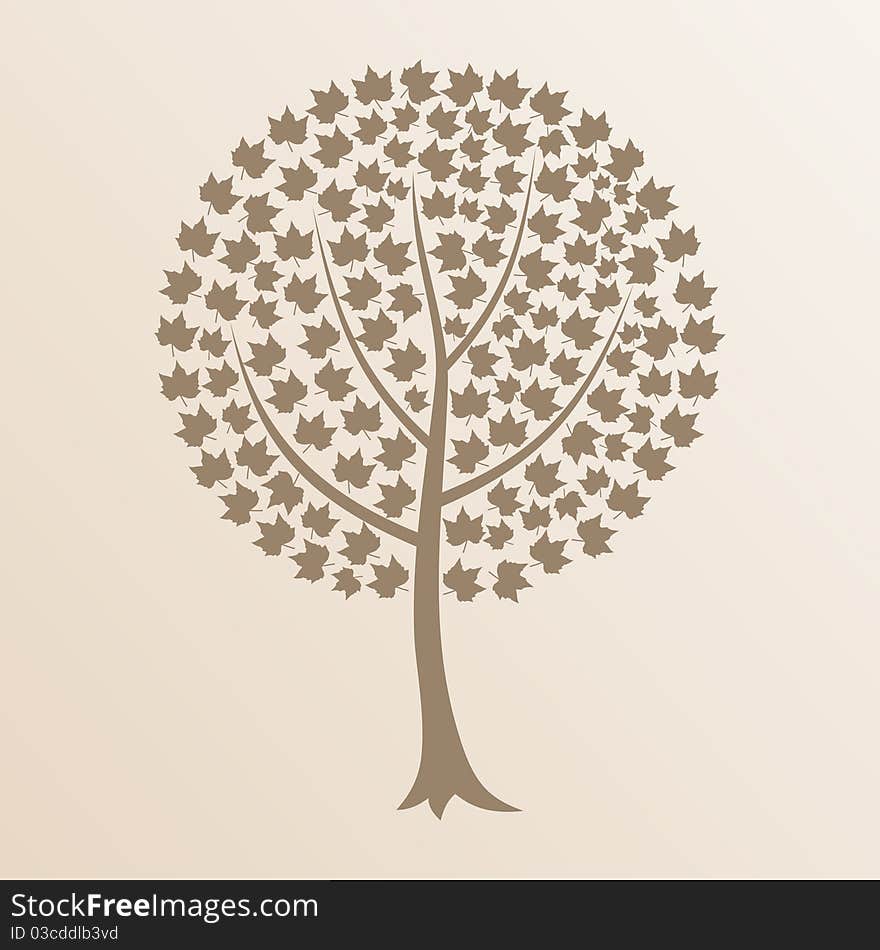 Tree with a roundish crone. A  illustration. Tree with a roundish crone. A  illustration