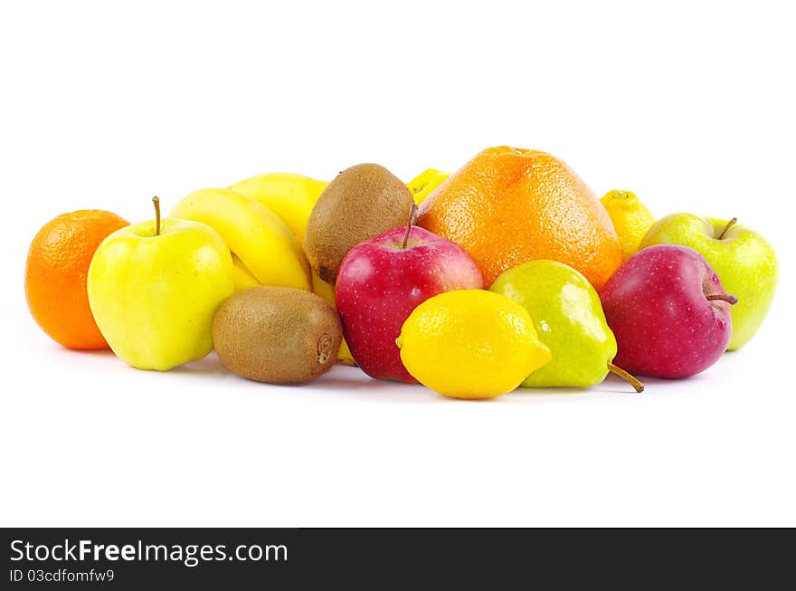 Composition with fruits isolated on white