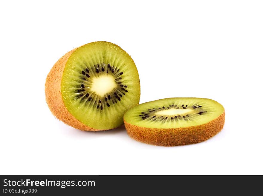 kiwi slices isolated on white