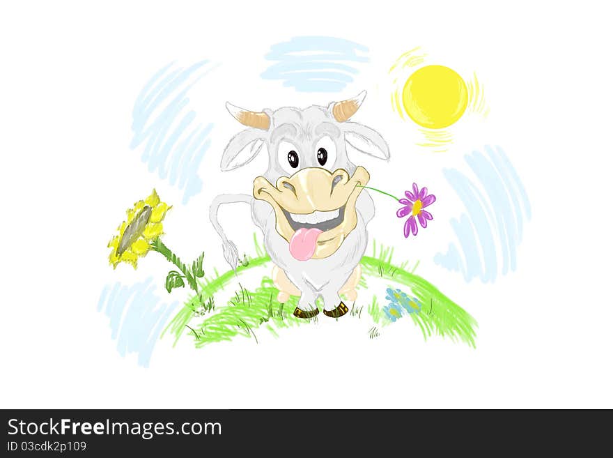 The cow in the meadow