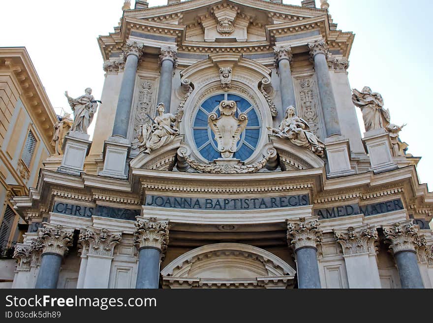 The church of Santa Cristina on Piazza San Carlo in Turin, Italy. It was built during the 17th century with a marble façade in baroque style. The church of Santa Cristina on Piazza San Carlo in Turin, Italy. It was built during the 17th century with a marble façade in baroque style.